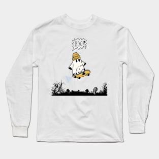 Skate Ghost Halloween Long Sleeve T-Shirt